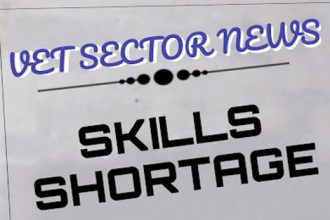 A sign highlights the vet sector skills shortage impacting Australian training.